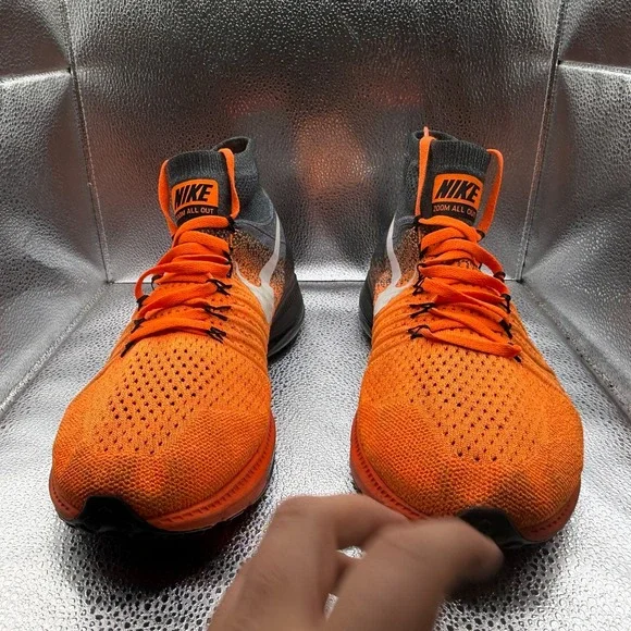 Size 12 Nike Air Zoom All Out Flyknit Total Orange Mens Sneaker Shoes 844134-800 - Picture 3 of 9